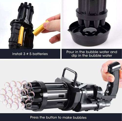 Gatling 8 Hole Bubble Machine Bubble Gun - Pink