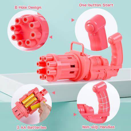 Gatling 8 Hole Bubble Machine Bubble Gun - Pink