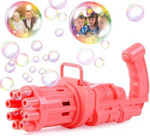 Gatling 8 Hole Bubble Machine Bubble Gun - Pink