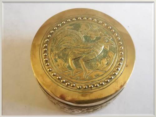 1940 - 1960`s Hand chiselled brass trinket box - rooster