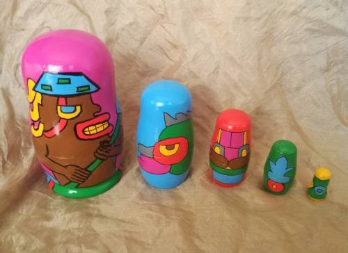 5 Piece nesting dolls -  Mexica
