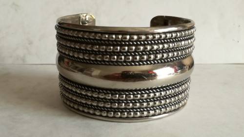 Broad Silver Cuff Bangle