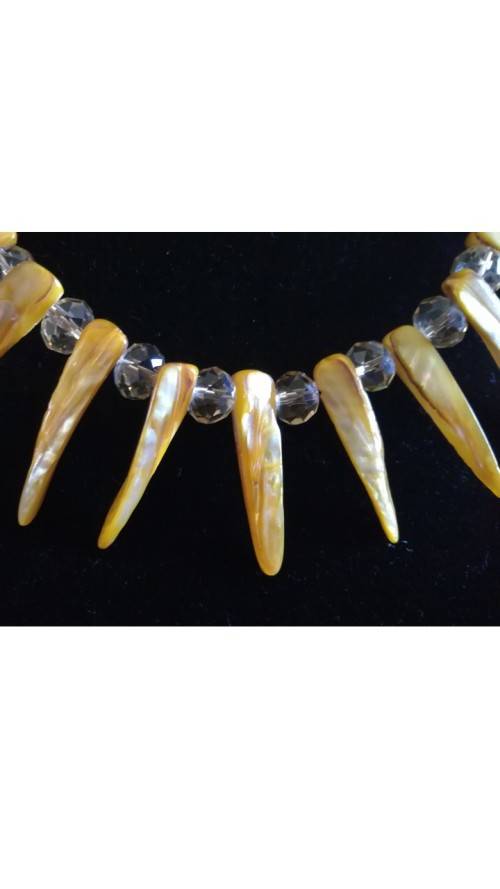 Yellow/orange and beige shell necklace