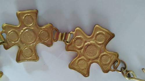 Light Metal Chain belt with glass/enamel inlay