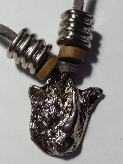 Adjustable faux leather pewter bracelet -  Rhino