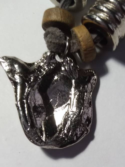 Adjustable faux leather pewter bracelet -  Rhino