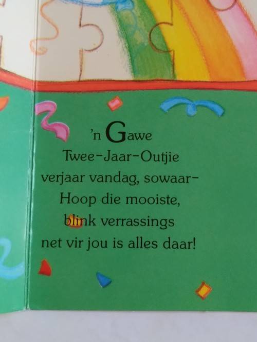 2de Verjaarsdag kaart +  koevert