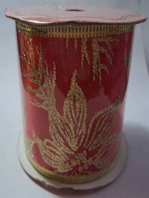 Christmas theme wired organza ribbon - Thick material