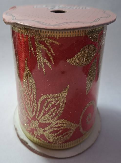 Christmas theme wired organza ribbon - Thick material