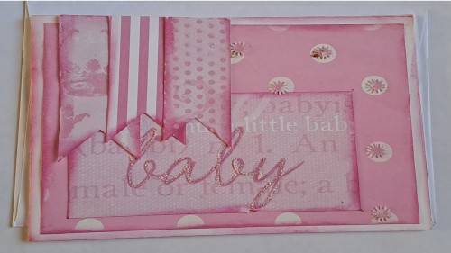 Handmade `Baby`  card + envelope 15.5cm x 11.5cm