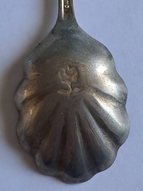 Vintage souvenir spoon -Blank plaque -  Flower indent -  Perfection silver plated - New Zealand