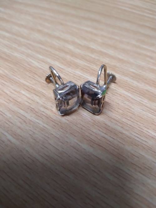 Vintage 9-carat Gold and Rhinestone Screw Back Earrings