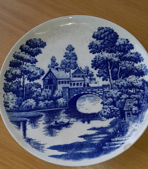 VTG Nasco China Lakeview Blue Plate Hand Painted ~ Japan  41