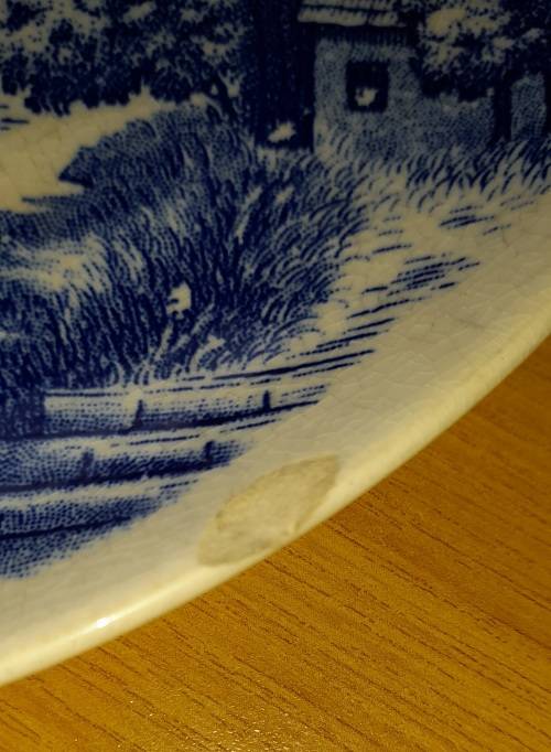 VTG Nasco China Lakeview Blue Plate Hand Painted ~ Japan  41