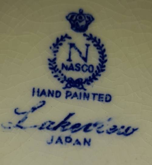 VTG Nasco China Lakeview Blue Plate Hand Painted ~ Japan  41