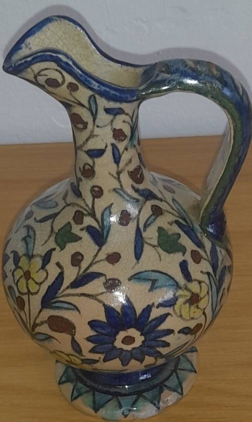 Vintage Jerusalem Palestine Armenian Pottery Pitcher Marked