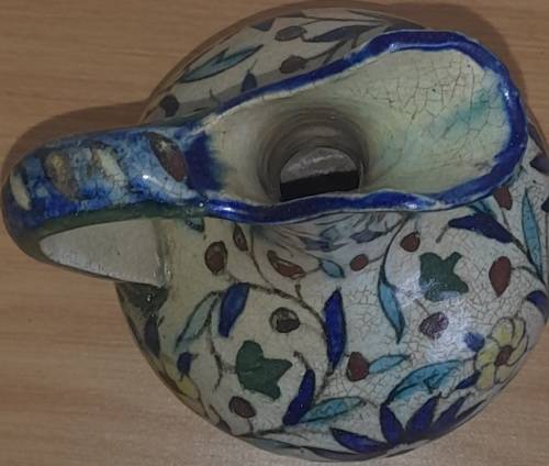 Vintage Jerusalem Palestine Armenian Pottery Pitcher Marked