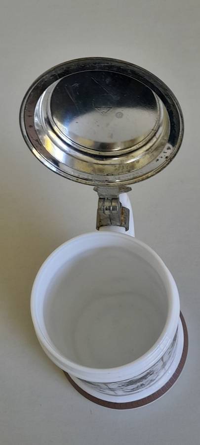 Original BMF Bierseidel German Beer Stein White Milk Glass Horoscope Design