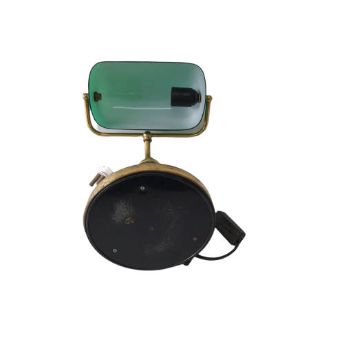 Brass with Emerald Green Glass Shade Desk Lamp (QC0759)