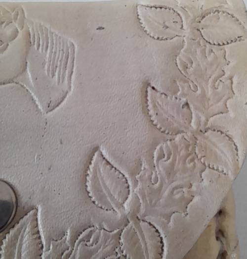 White Leather Wallet with Horse and Leaves Imprint