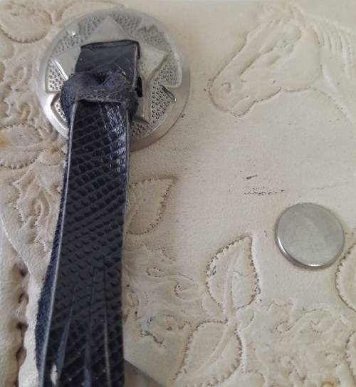 White Leather Wallet with Horse and Leaves Imprint