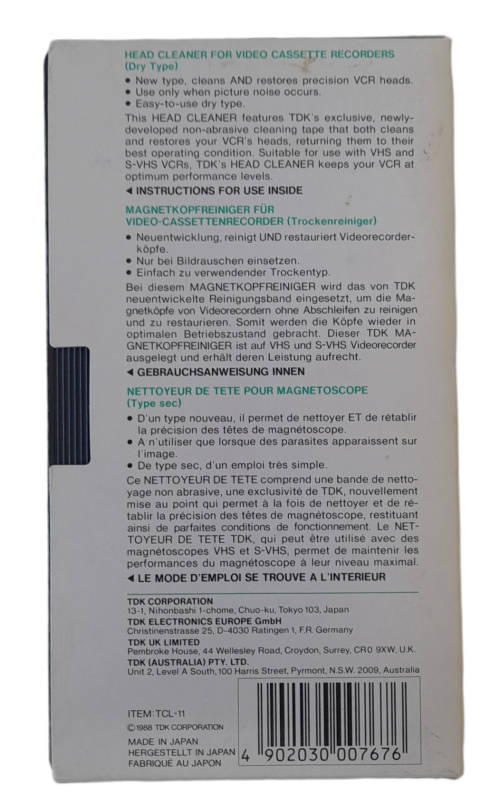 TDK Head Cleaner (Dry Type)