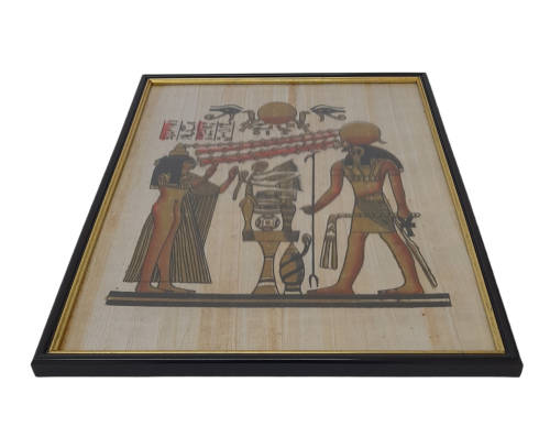 Egyptian Scene III- Painting on Papyrus in Plastic Frame in Glass - 400mm x 300mm