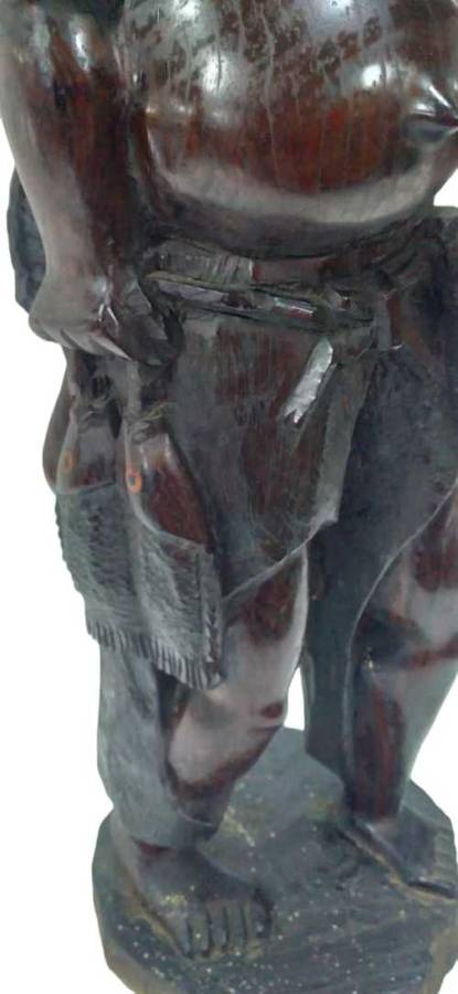 African Wooden Carving - Fisherman, Smoking (QC1165)