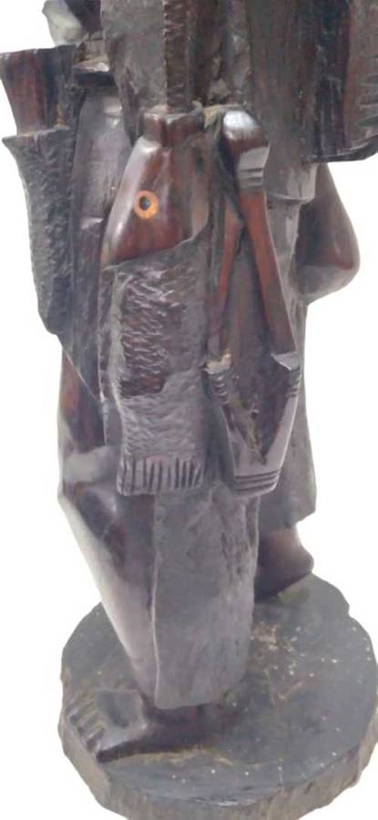 African Wooden Carving - Fisherman, Smoking (QC1165)