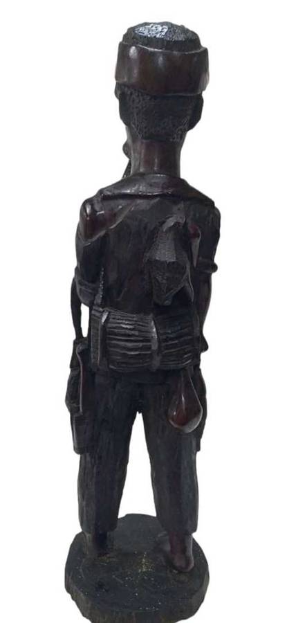 African Wooden Carving - Fisherman, Smoking (QC1165)