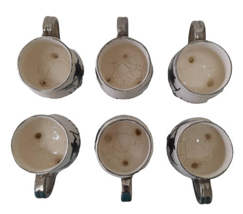 6 x Africana Ceramic Cups - Hand painted