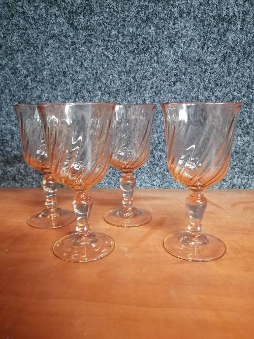 Arcoroc Rosaline Pink Swirl Glasses