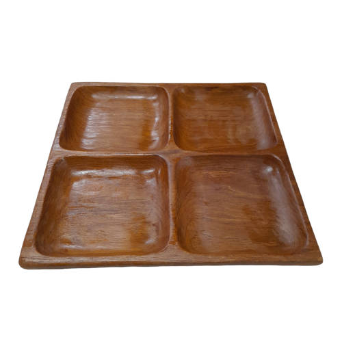 Vintage  Divided Teak Serving Tray