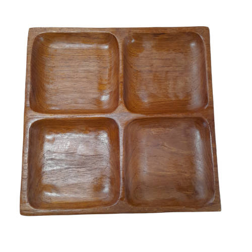 Vintage  Divided Teak Serving Tray