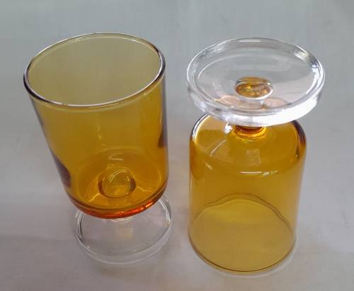 Vintage French Amber Glasses Luminarc D`arques Durand Cavalier Sherry Wine Glasses Made In France