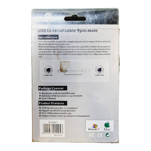 D&S USB to serial RS232 converter, cable 9 pin male