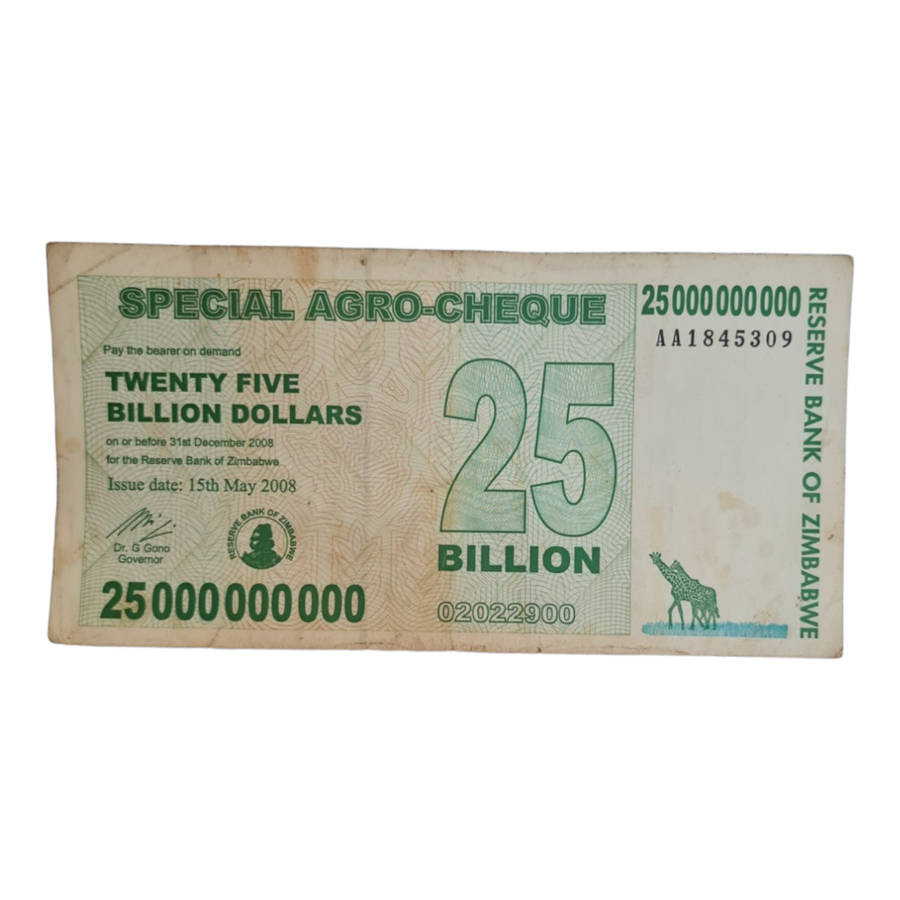 TWENTY FIVE BILLION ZIMBABWE DOLLARS