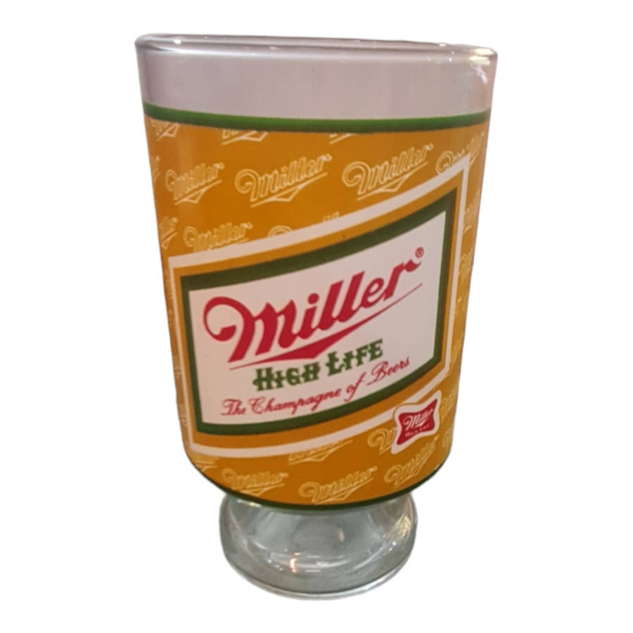 VINTAGE MILLER HIGH LIFE BEER GLASS LARGE WIDE MOUTH CUP
