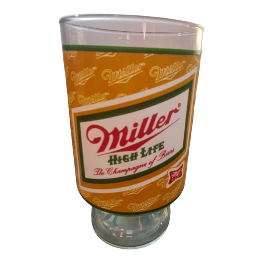 VINTAGE MILLER HIGH LIFE BEER GLASS LARGE WIDE MOUTH CUP