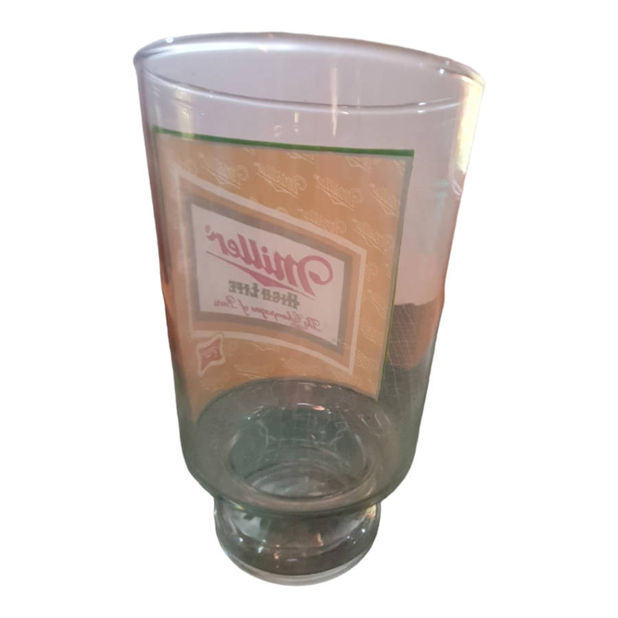 VINTAGE MILLER HIGH LIFE BEER GLASS LARGE WIDE MOUTH CUP
