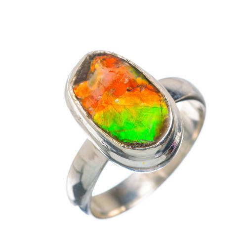 Rare Ammolite 925 Sterling Silver Ring Size L-½