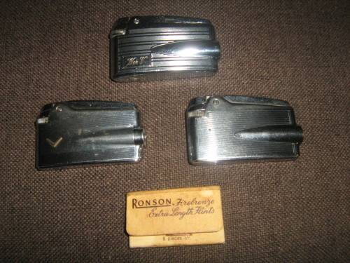 3 Ronson lighters with old flints