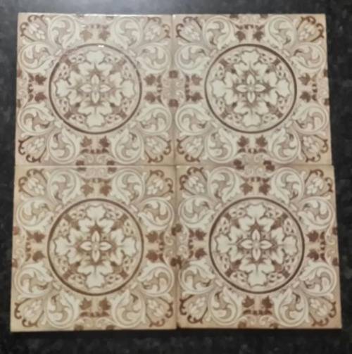 1880-1890`s Josiah Wedgwood Etruria Tiles, Rose and Ring Pattern - 4 Tiles, 1 bid for all 4