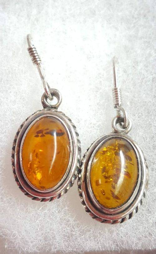 Magnificent  Amber Set In Sterling Silver Earringz - Amber only - 20 x 10mm