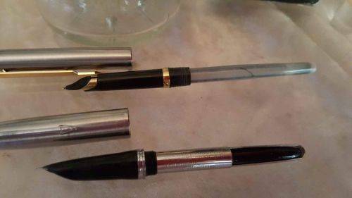 Two Vintage Parker FOUNTAIN PENS & Ink Well & Ink