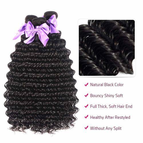 Peruvian Hair 3 Bundles and 4x4 3 way lace closure 20inch , Deep curly. 12A