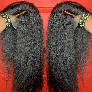 Peruvian Hair Wig ,Kinky Straight 16 inch with 4x4 3 way closure 12A