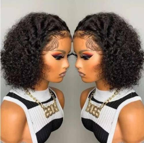 Ear to ear Lace Frontal 13x4 curly Wig Brazilian Hair 12inch. Grade 12A