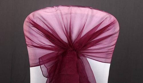 Organza Chair sashes- burgandy.