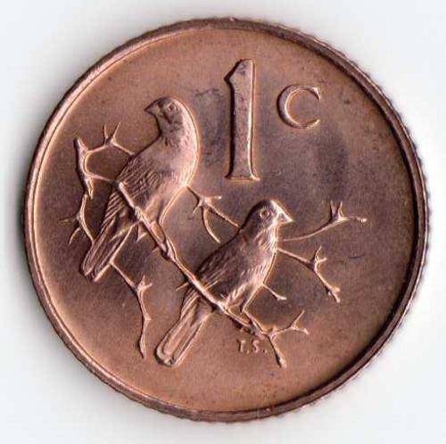 Skaars Republiek van Suid-Afrika -1967 1c eng proef munt -net 1 op BOB